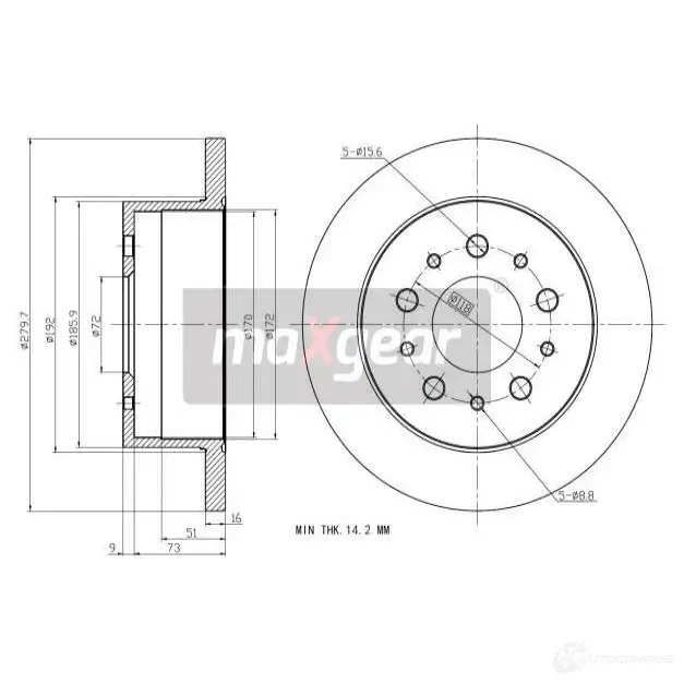 Тормозной диск MAXGEAR H ZISA 2837409 191876max изображение 0