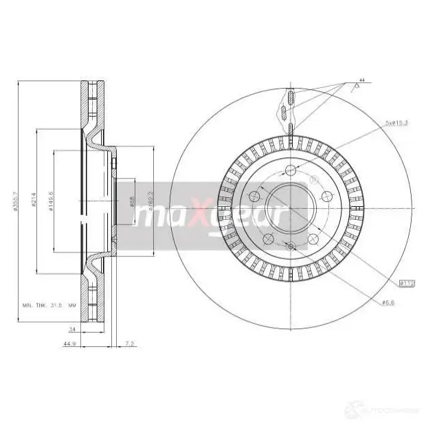 Тормозной диск MAXGEAR 1228280711 193210 VWPMT HP