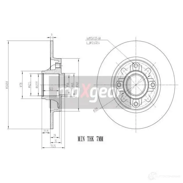 Тормозной диск MAXGEAR 5AW5L G 191969 2837523