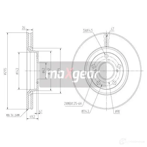 Тормозной диск MAXGEAR 58R ZXQ 2837391 191868max - Изображение 1
