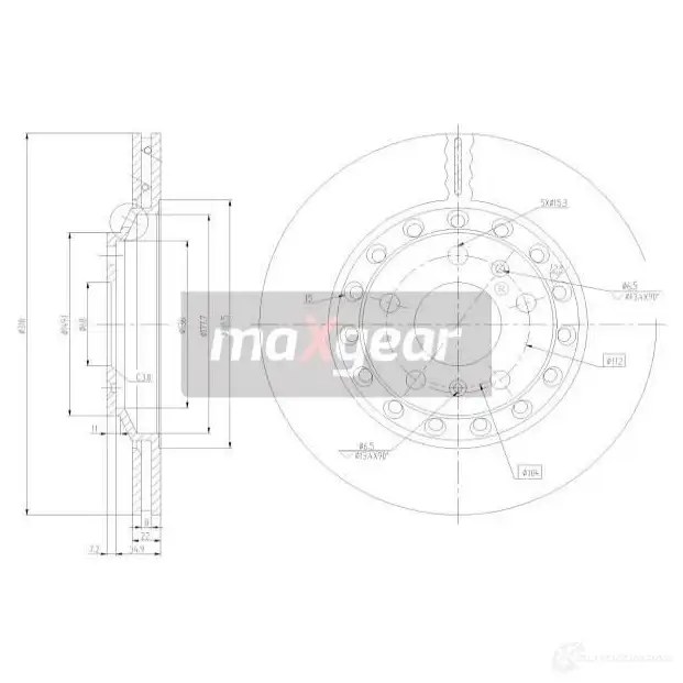 Тормозной диск MAXGEAR 2838324 192512 1K5F 1X