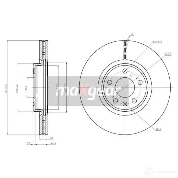 Тормозной диск MAXGEAR EF6F F4 192252max 1425009612 изображение 0