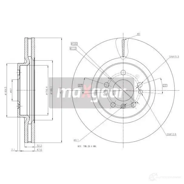 Тормозной диск MAXGEAR 1425009370 1T3 U9B 191328max