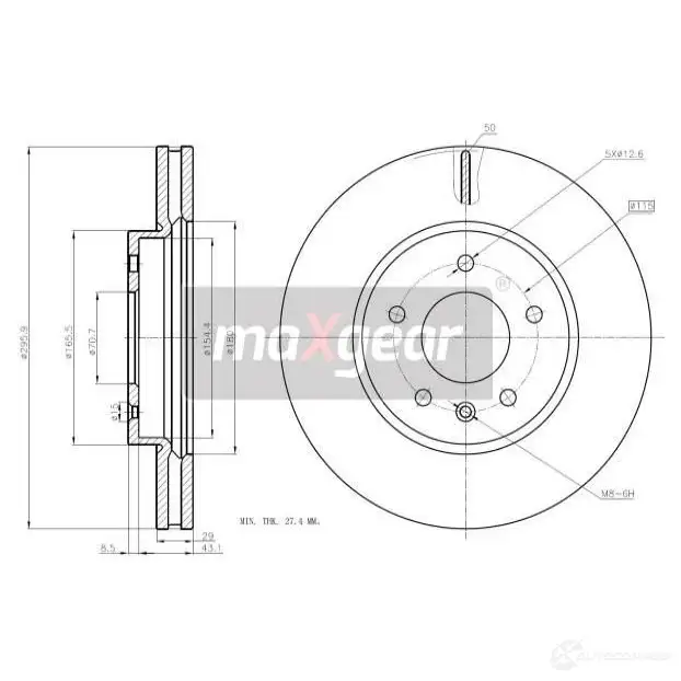 Тормозной диск MAXGEAR 192369max W8 FMV 1425009623