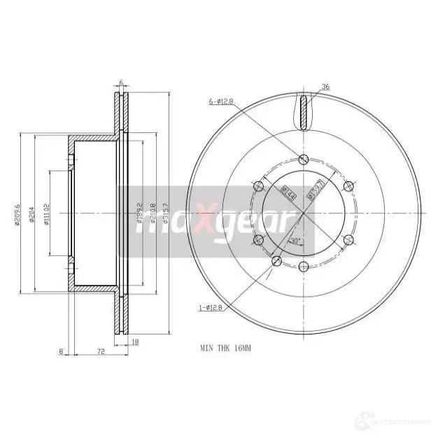 Тормозной диск MAXGEAR 2838126 192408 82V TI