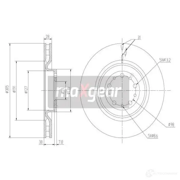 Тормозной диск MAXGEAR 192205max 78 ITF 1425009413