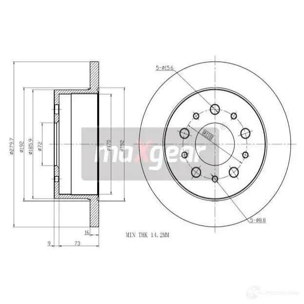 Тормозной диск MAXGEAR 1425005060 L ZZ352 190993max