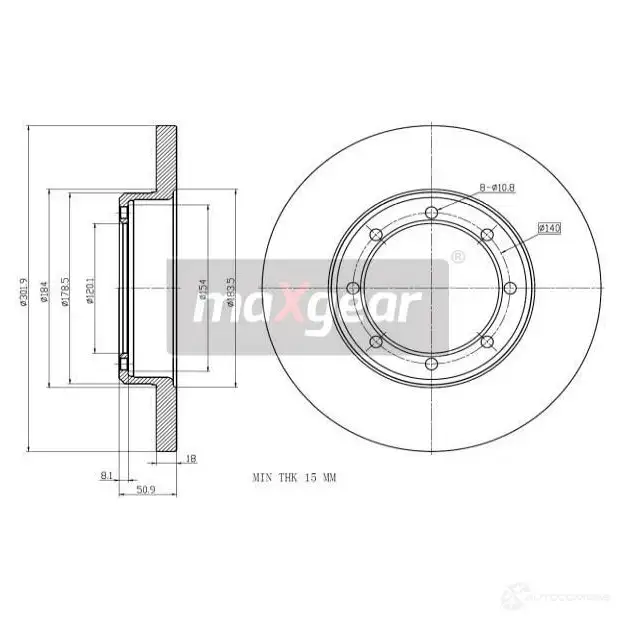 Тормозной диск MAXGEAR 2837581 192012 KS890 T7 изображение 0