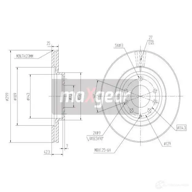Тормозной диск MAXGEAR 191859max 1425009384 W0UKB V