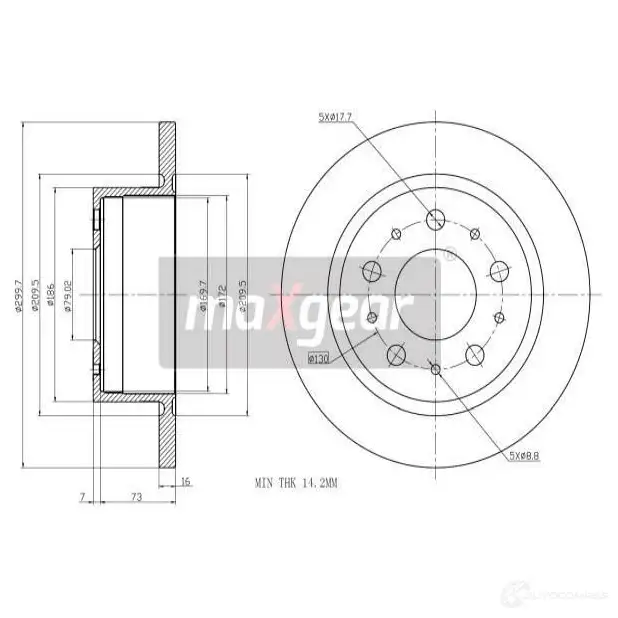 Тормозной диск MAXGEAR K9ZD8 KZ 2837571 192008 изображение 0