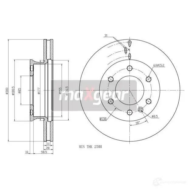 Тормозной диск MAXGEAR 191052max 2836581 CXQ OA7W изображение 1