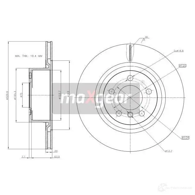 Тормозной диск MAXGEAR 1228280705 G3LM2 X 193208