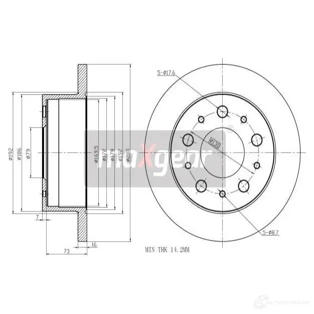 Тормозной диск MAXGEAR 2837485 191944 AM5T VI