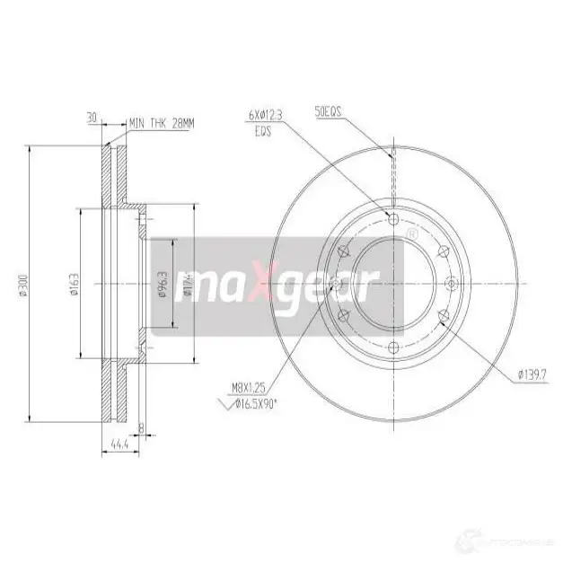 Тормозной диск MAXGEAR 192231 2 CQ7K2A 2837800