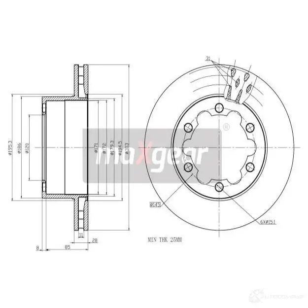 Тормозной диск MAXGEAR 1425005068 191051max KR 1BG2