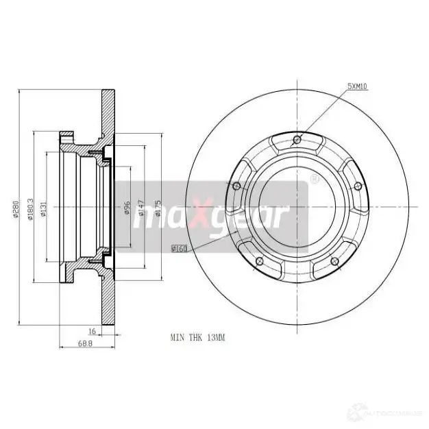 Тормозной диск MAXGEAR 191237 NTV DK 2836857