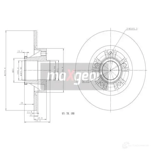 Тормозной диск MAXGEAR 2837455 191911 ZUPC I