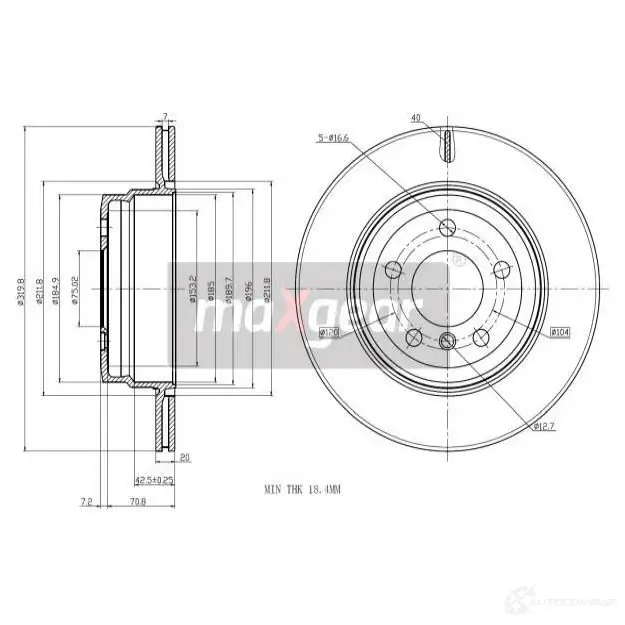 Тормозной диск MAXGEAR 1425009627 R3 LW44Y 192411max