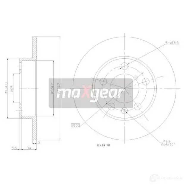 Тормозной диск MAXGEAR UC3I U 190749 2835974 изображение 0
