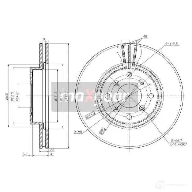 Тормозной диск MAXGEAR 9KGV 2K 2838400 192551