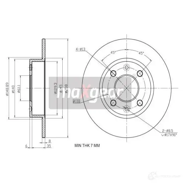 Тормозной диск MAXGEAR 190746 CFIS7L X 2835967
