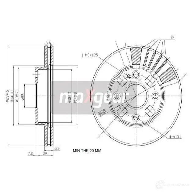 Тормозной диск MAXGEAR 192540 NIUI 0T8 2838378