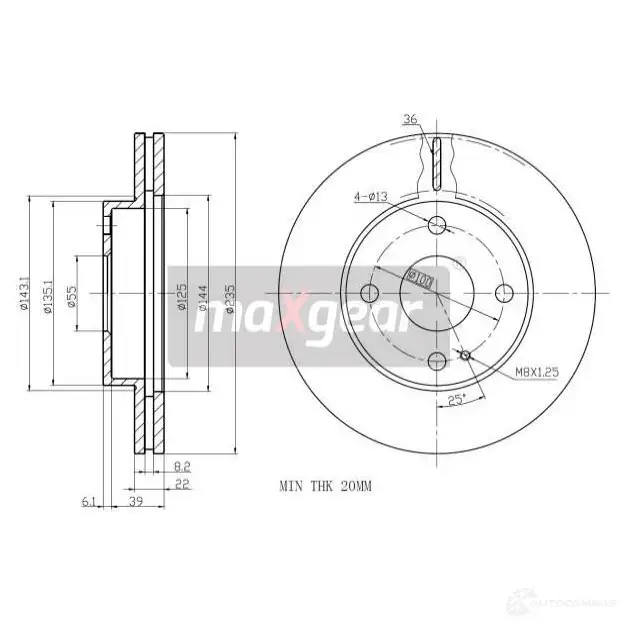 Тормозной диск MAXGEAR ET NP02S 190715 2835893