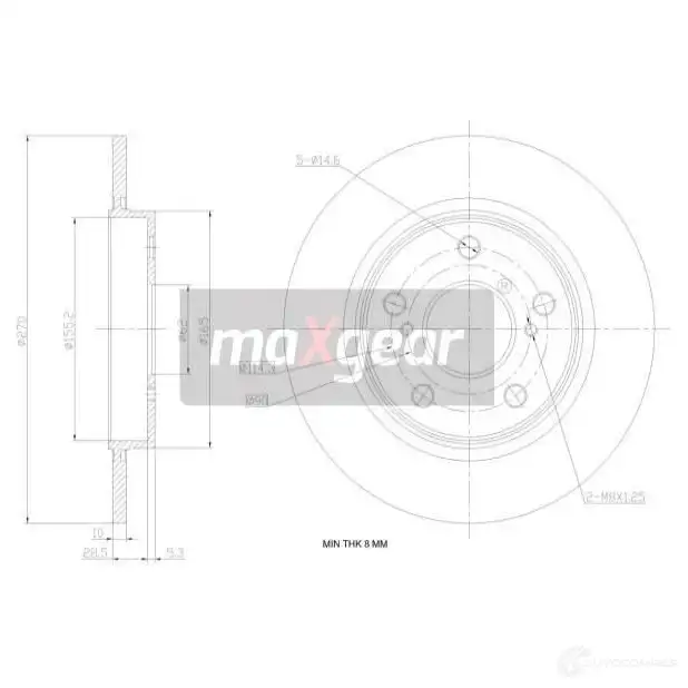 Тормозной диск MAXGEAR 2837393 C4 ZLY 191869