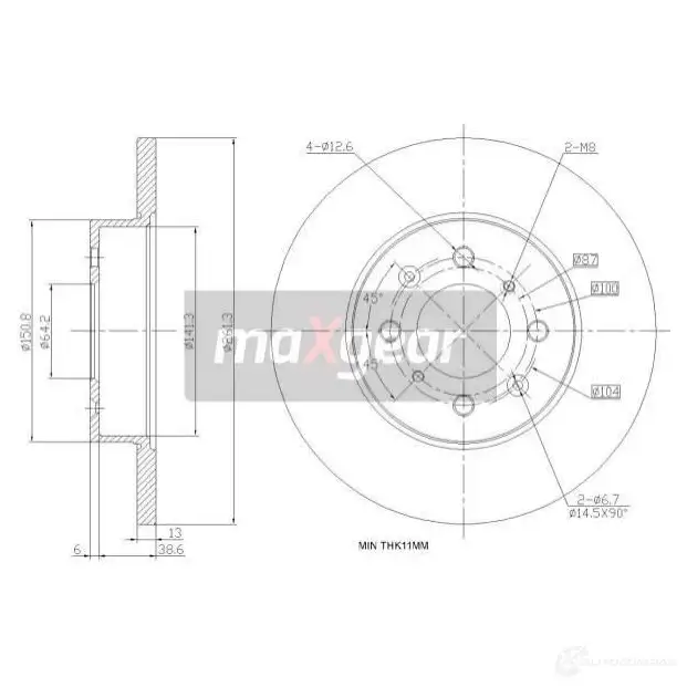 Тормозной диск MAXGEAR 190988 TK 5M2 2836446