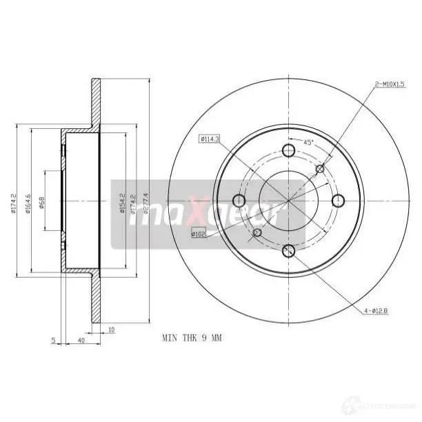 Тормозной диск MAXGEAR 190959 L2 PXU 2836377