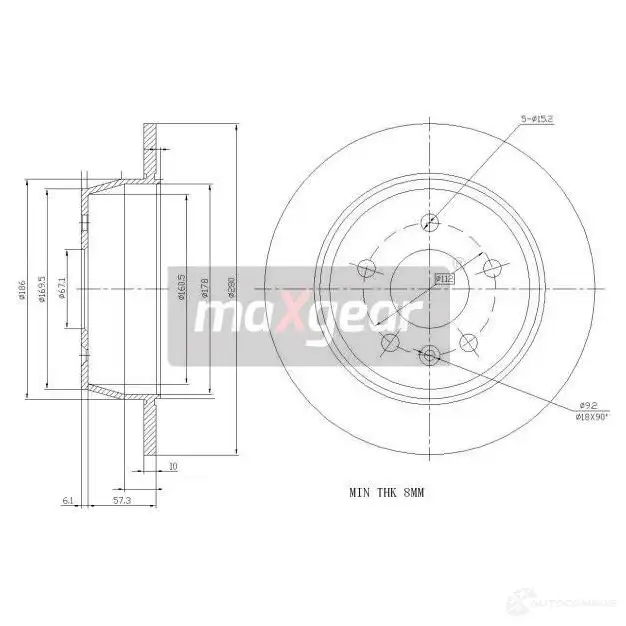 Тормозной диск MAXGEAR ZFLY 8 190729 2835926
