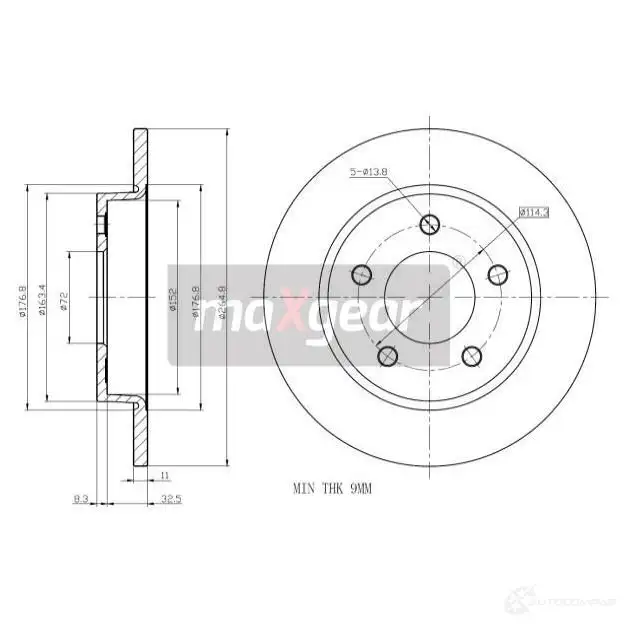 Тормозной диск MAXGEAR 2836503 191011 A8F 1DR