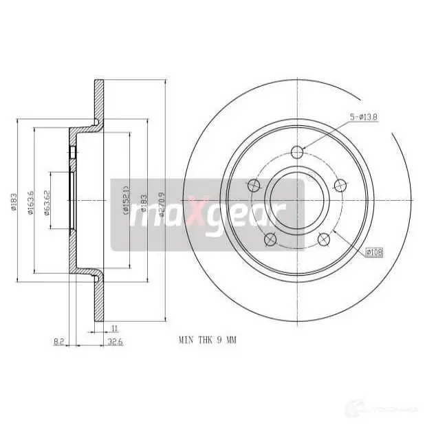 Тормозной диск MAXGEAR 192233 M AGDU 2837804 изображение 0