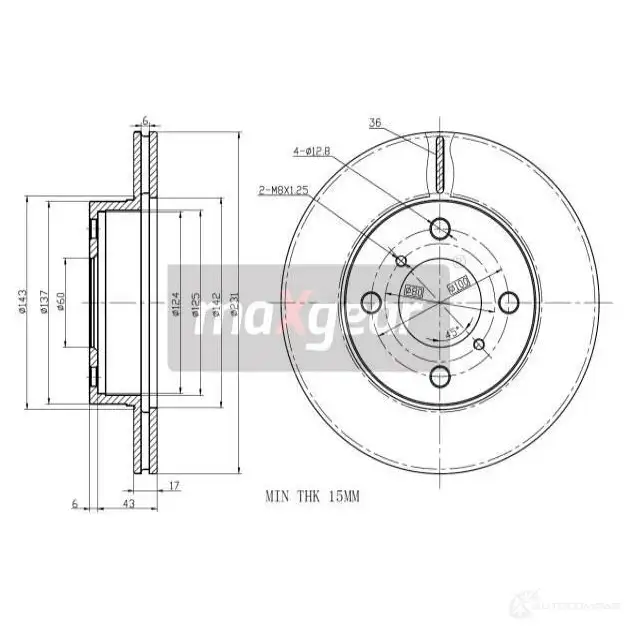Тормозной диск MAXGEAR JW 5H3B 192327 2837964