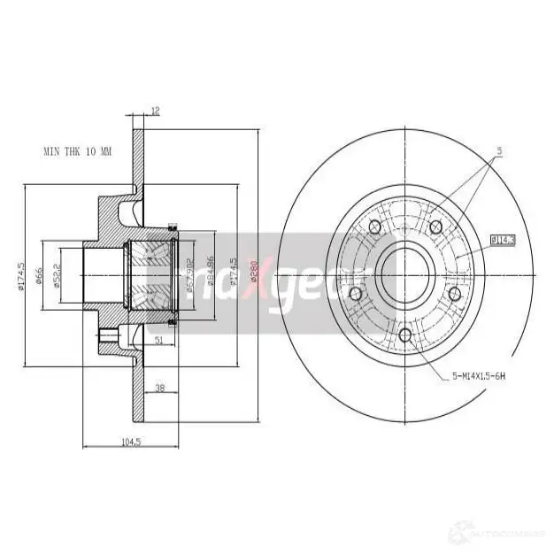 Тормозной диск MAXGEAR NZK RK 193230max 1424435595
