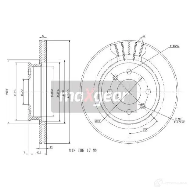 Тормозной диск MAXGEAR N 81DF67 191861 2837375