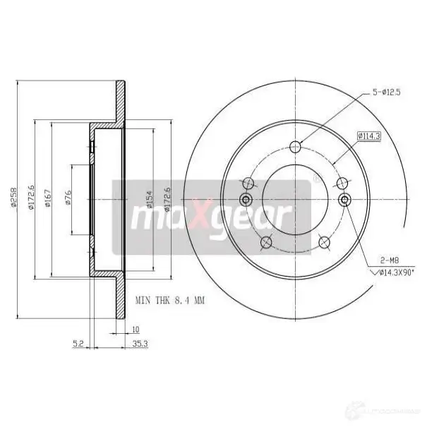 Тормозной диск MAXGEAR SBA J4J 1424435590 192855max