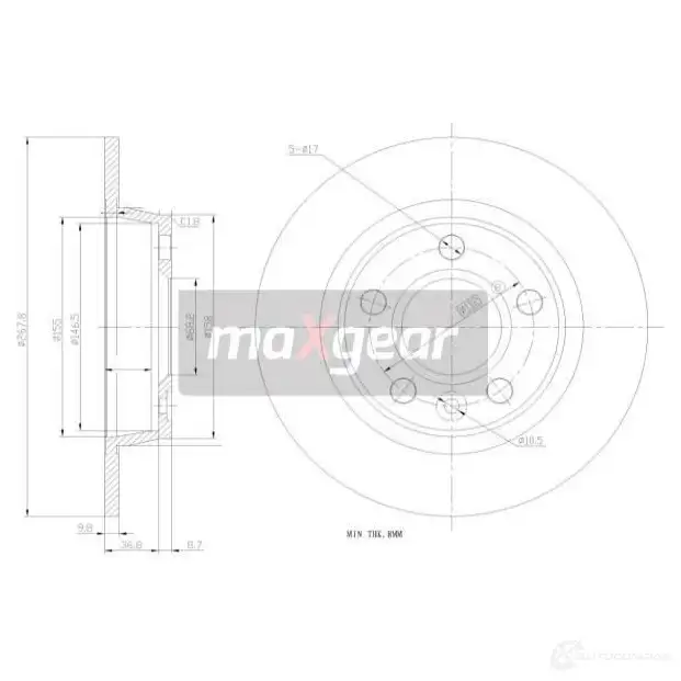 Тормозной диск MAXGEAR K UDPI1 2836044 190776max изображение 0