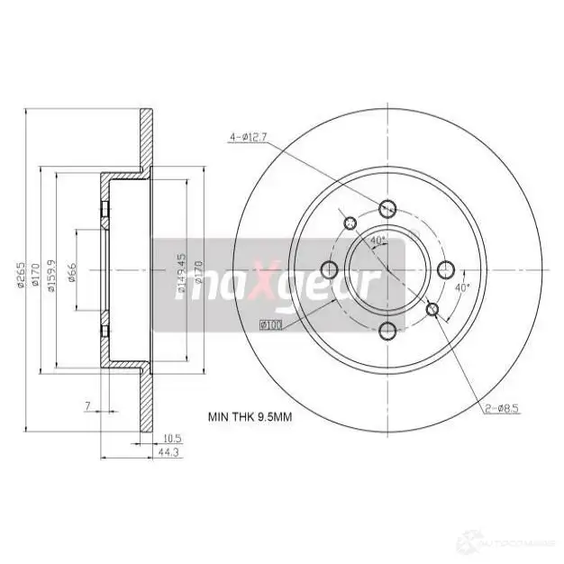 Тормозной диск MAXGEAR 2836013 R SWWF 190764