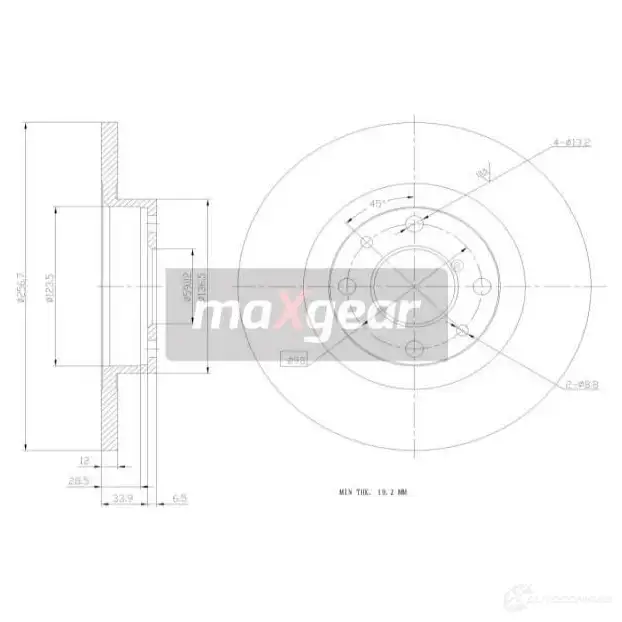 Тормозной диск MAXGEAR 190768max 2836024 CAIVI ZS изображение 1