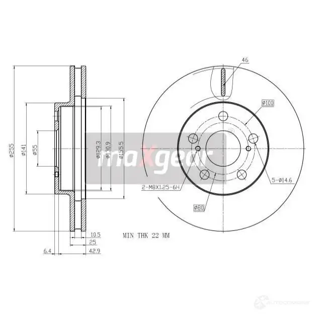 Тормозной диск MAXGEAR 193340 UAU VU 1424435600