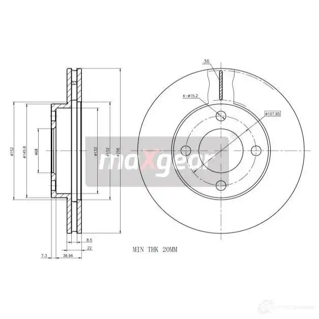Тормозной диск MAXGEAR 2835982 190752 ZT3M G