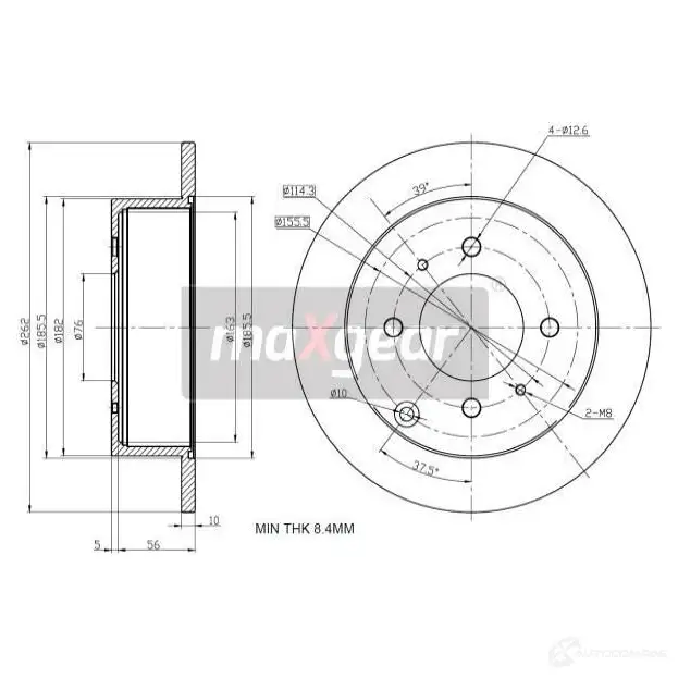Тормозной диск MAXGEAR P RNF3C 192507 2838314