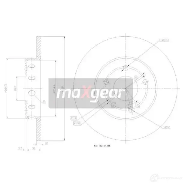 Тормозной диск MAXGEAR 190780 1CGTK UV 2836053