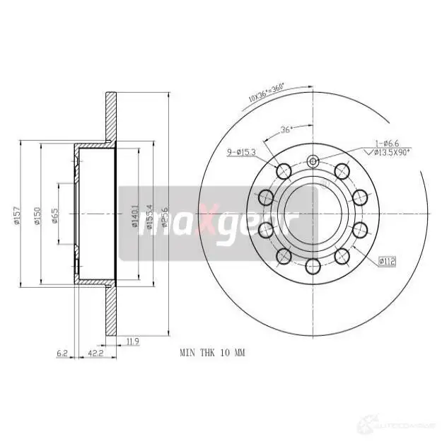 Тормозной диск MAXGEAR 191058 RP OAQ 2836596