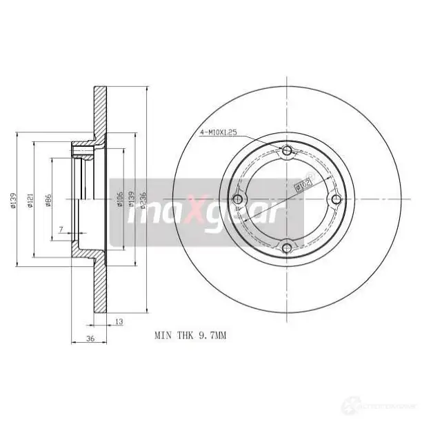 Тормозной диск MAXGEAR 1425070863 190702max 8 IY576