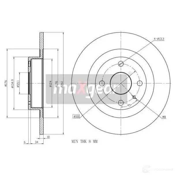 Тормозной диск MAXGEAR 1425005050 S5KLT H 190941max