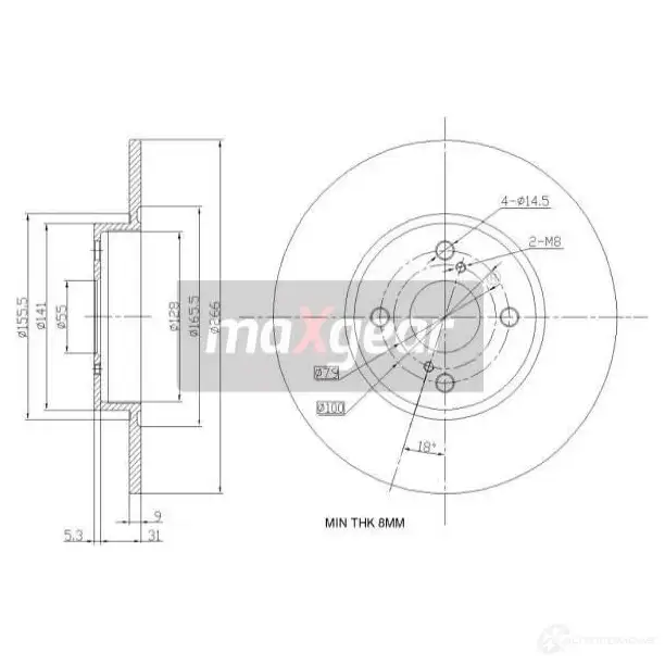 Тормозной диск MAXGEAR 190965 2836393 3X CVL0