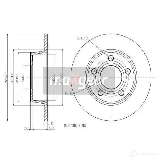 Тормозной диск MAXGEAR 191802 2837265 45ARH 9D