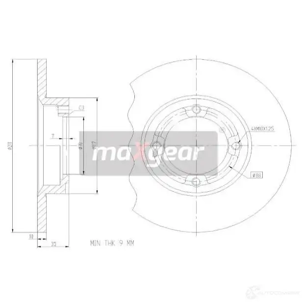 Тормозной диск MAXGEAR 1424435611 193351 PF7F6 Z